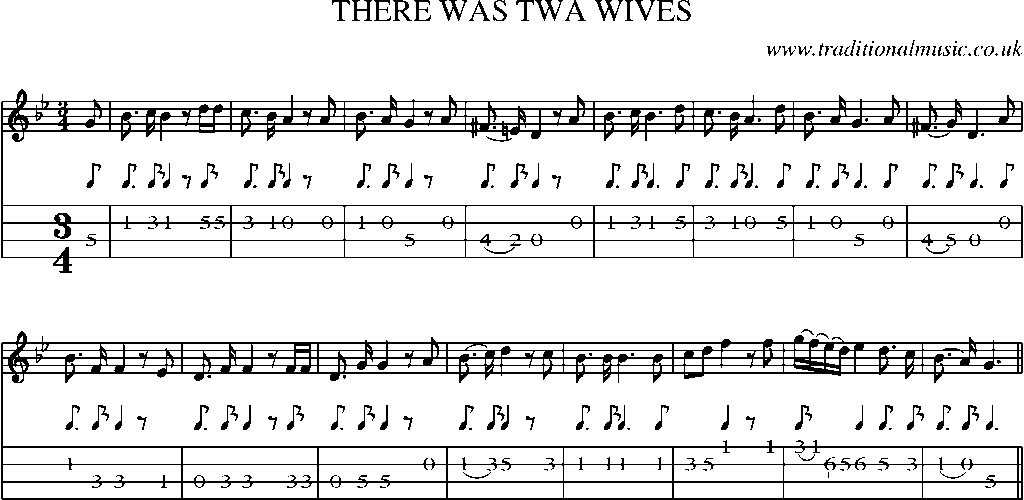 Mandolin Tab and Sheet Music for There Was Twa Wives