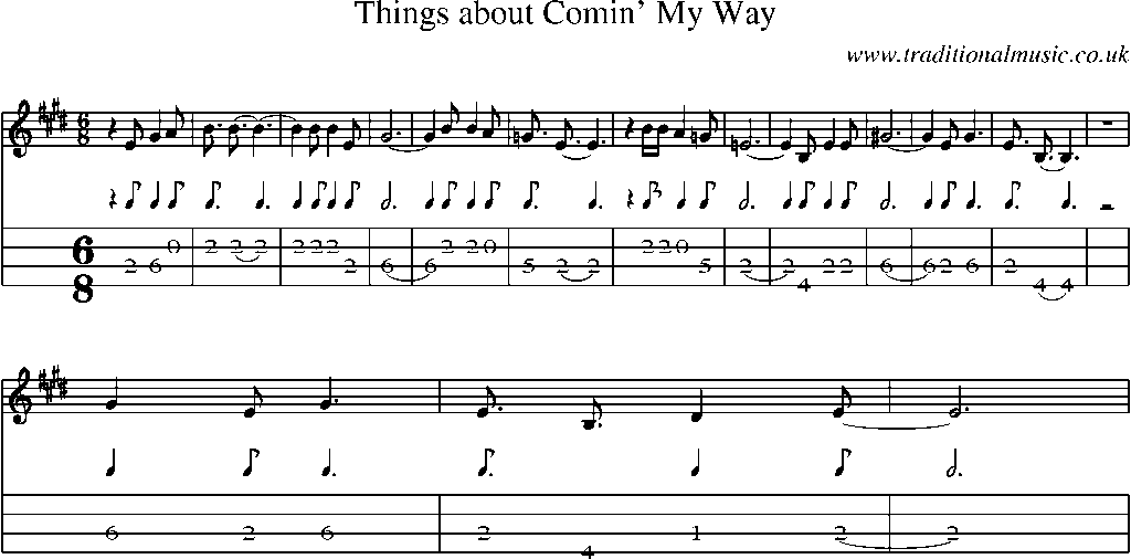 Mandolin Tab and Sheet Music for Things About Comin' My Way