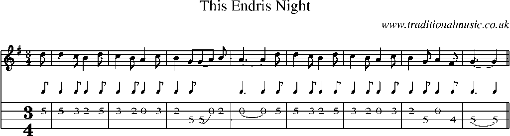 Mandolin Tab and Sheet Music for This Endris Night
