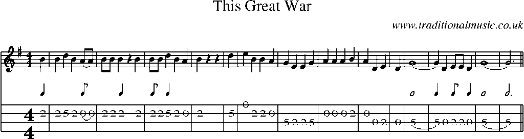 Mandolin Tab and Sheet Music for This Great War