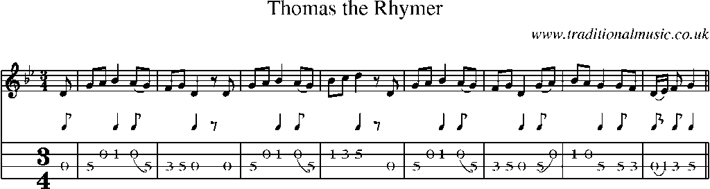 Mandolin Tab and Sheet Music for Thomas The Rhymer