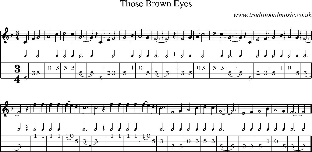 Mandolin Tab and Sheet Music for Those Brown Eyes