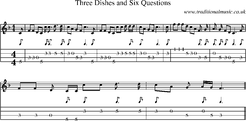 Mandolin Tab and Sheet Music for Three Dishes And Six Questions