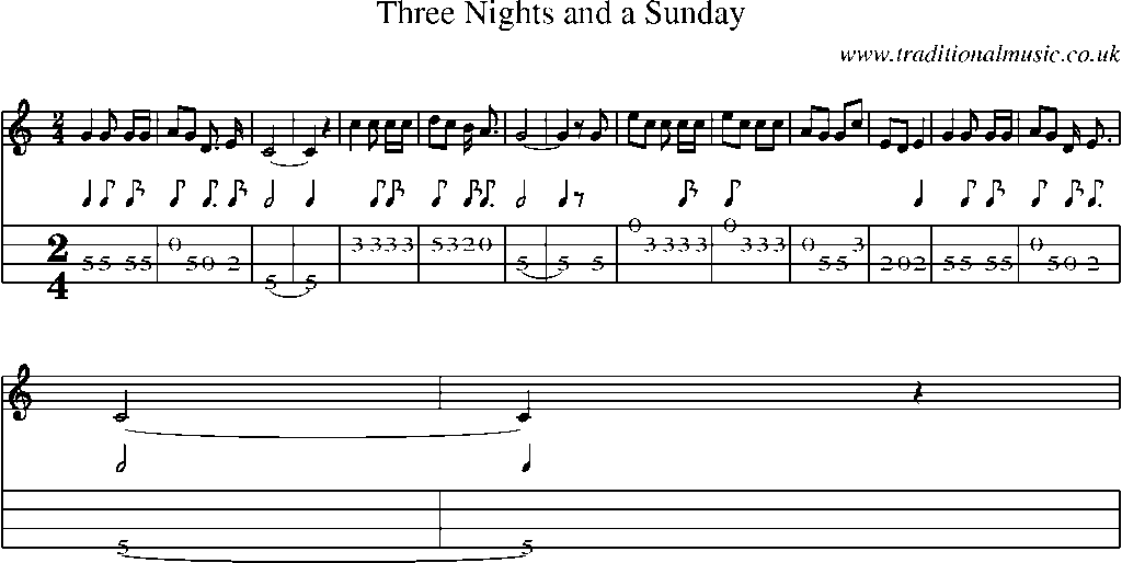 Mandolin Tab and Sheet Music for Three Nights And A Sunday