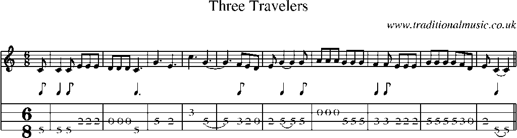 Mandolin Tab and Sheet Music for Three Travelers