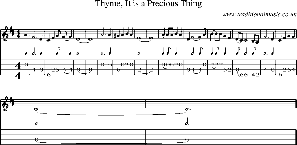 Mandolin Tab and Sheet Music for Thyme, It Is A Precious Thing