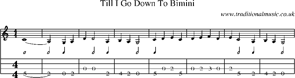 Mandolin Tab and Sheet Music for Till I Go Down To Bimini