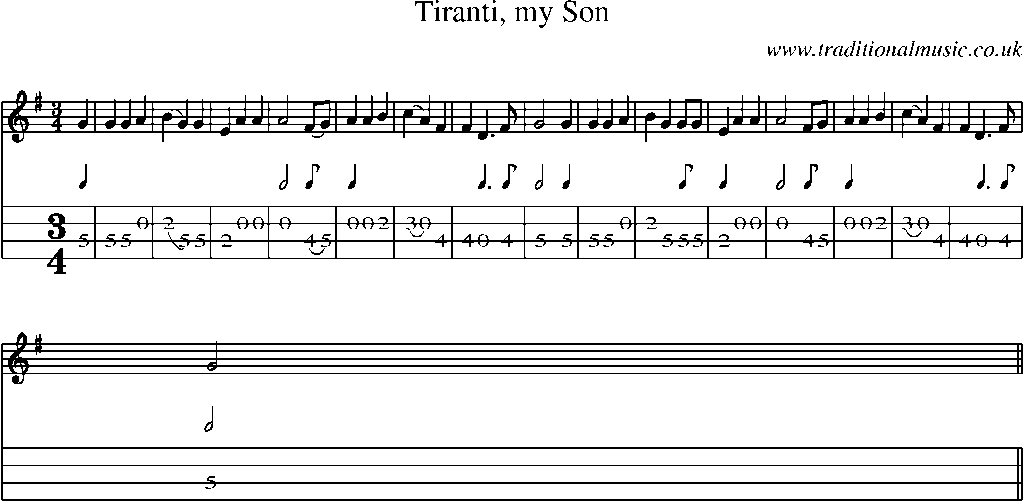 Mandolin Tab and Sheet Music for Tiranti, My Son