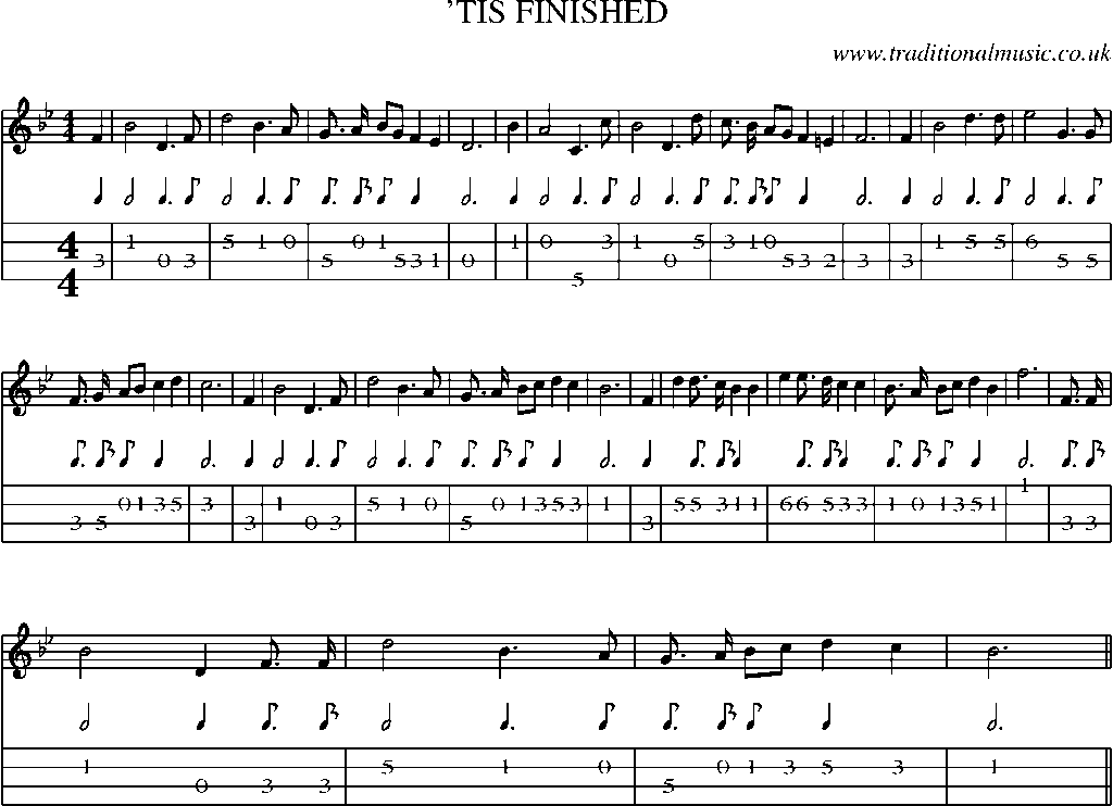 Mandolin Tab and Sheet Music for Tis Finished