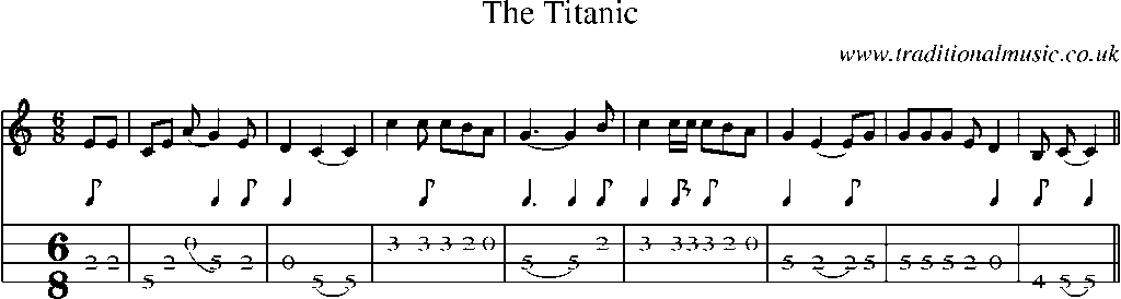 Mandolin Tab and Sheet Music for The Titanic