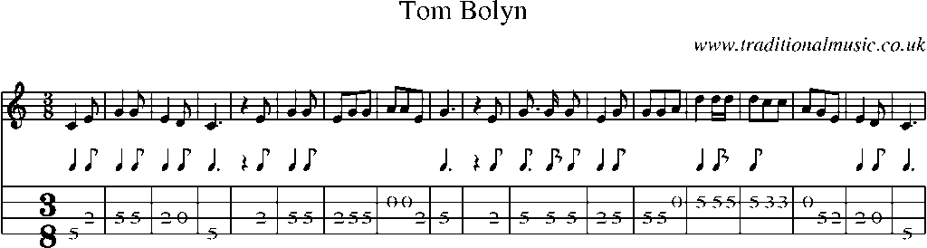 Mandolin Tab and Sheet Music for Tom Bolyn