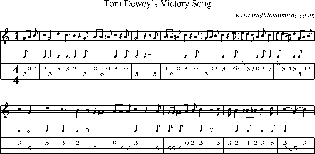 Mandolin Tab and Sheet Music for Tom Dewey's Victory Song