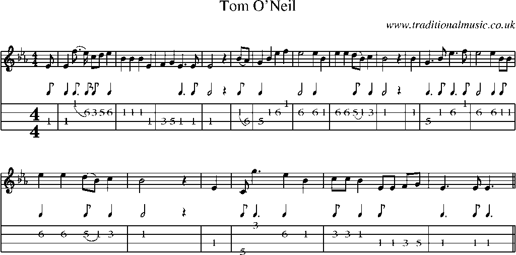 Mandolin Tab and Sheet Music for Tom O'neil