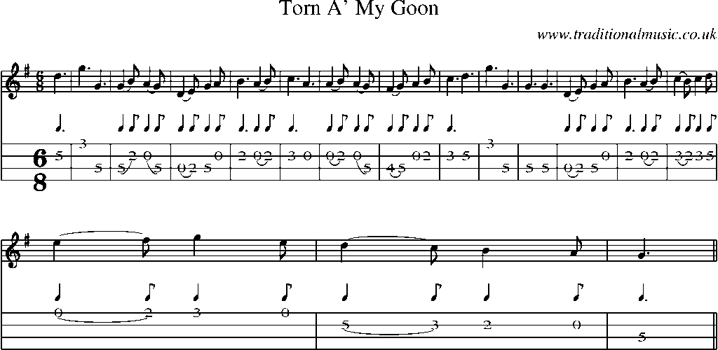 Mandolin Tab and Sheet Music for Torn A' My Goon