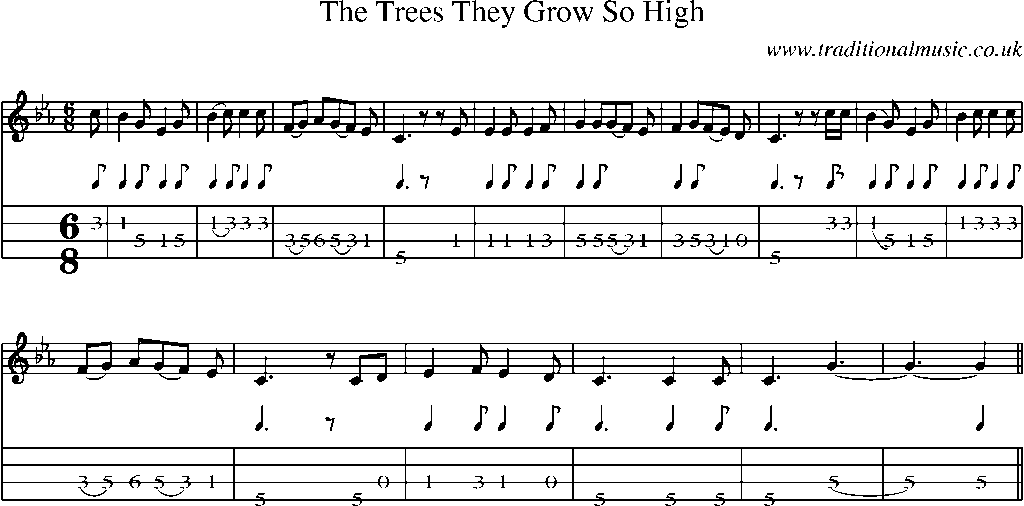 Mandolin Tab and Sheet Music for The Trees They Grow So High