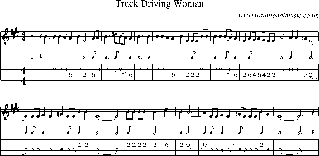 Mandolin Tab and Sheet Music for Truck Driving Woman