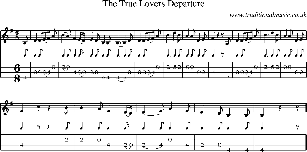 Mandolin Tab and Sheet Music for The True Lovers Departure