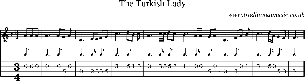 Mandolin Tab and Sheet Music for The Turkish Lady
