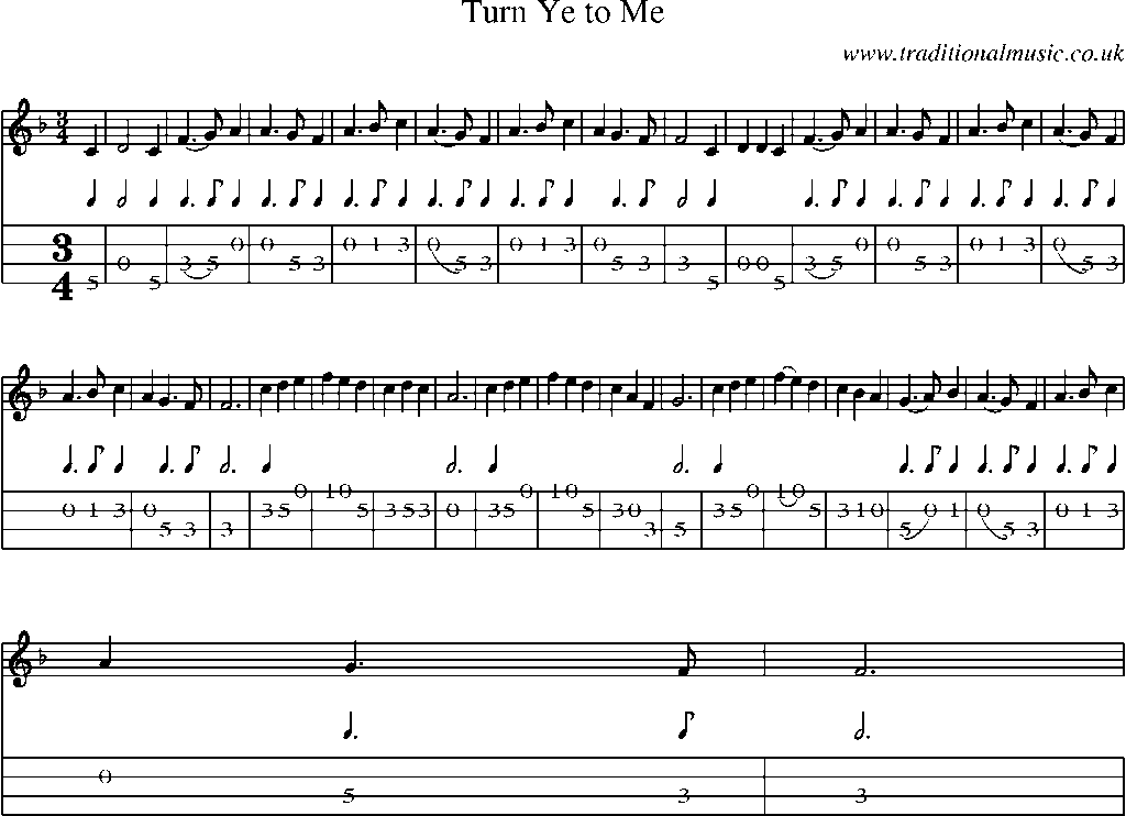 Mandolin Tab and Sheet Music for Turn Ye To Me