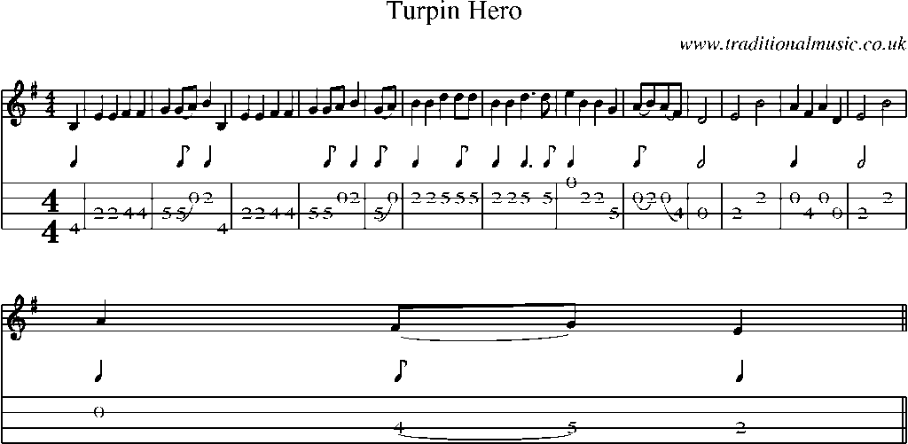 Mandolin Tab and Sheet Music for Turpin Hero