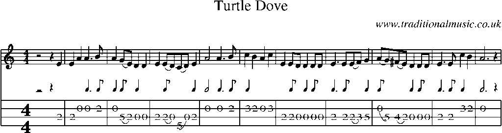 Mandolin Tab and Sheet Music for Turtle Dove