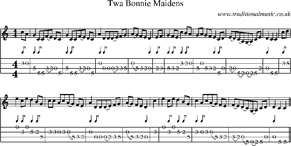 Mandolin Tab and Sheet Music for Twa Bonnie Maidens