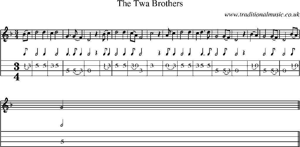Mandolin Tab and Sheet Music for The Twa Brothers