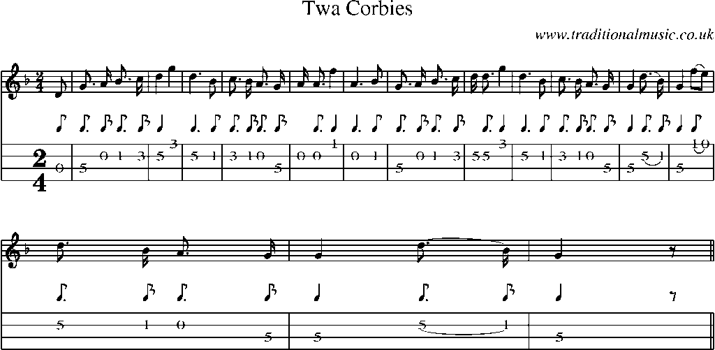 Mandolin Tab and Sheet Music for Twa Corbies