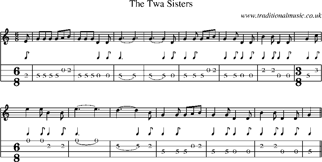Mandolin Tab and Sheet Music for The Twa Sisters