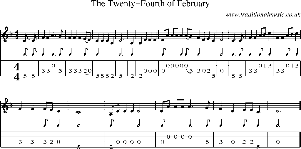 Mandolin Tab and Sheet Music for The Twenty-fourth Of February