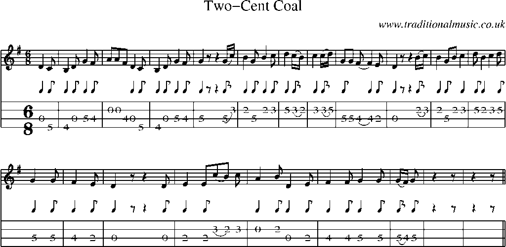 Mandolin Tab and Sheet Music for Two-cent Coal