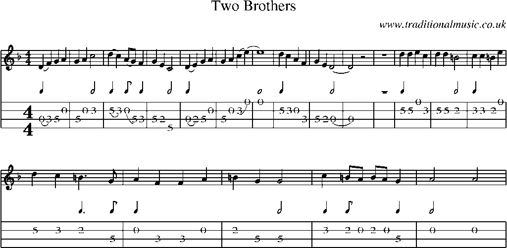 Mandolin Tab and Sheet Music for Two Brothers