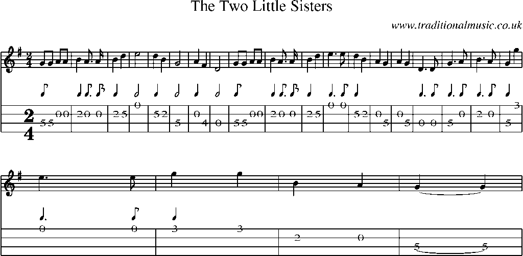 Mandolin Tab and Sheet Music for The Two Little Sisters