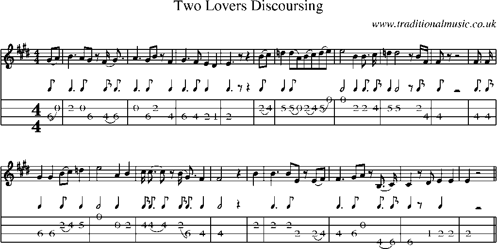 Mandolin Tab and Sheet Music for Two Lovers Discoursing