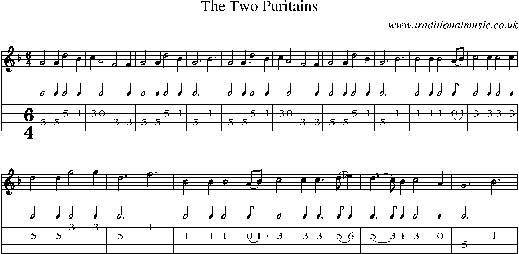 Mandolin Tab and Sheet Music for The Two Puritains