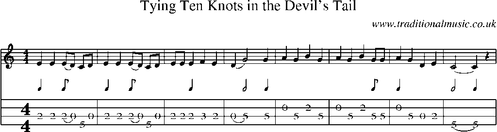 Mandolin Tab and Sheet Music for Tying Ten Knots In The Devil's Tail