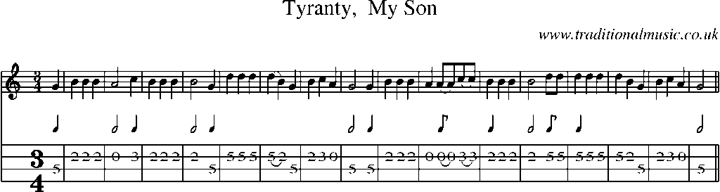 Mandolin Tab and Sheet Music for Tyranty,  My Son