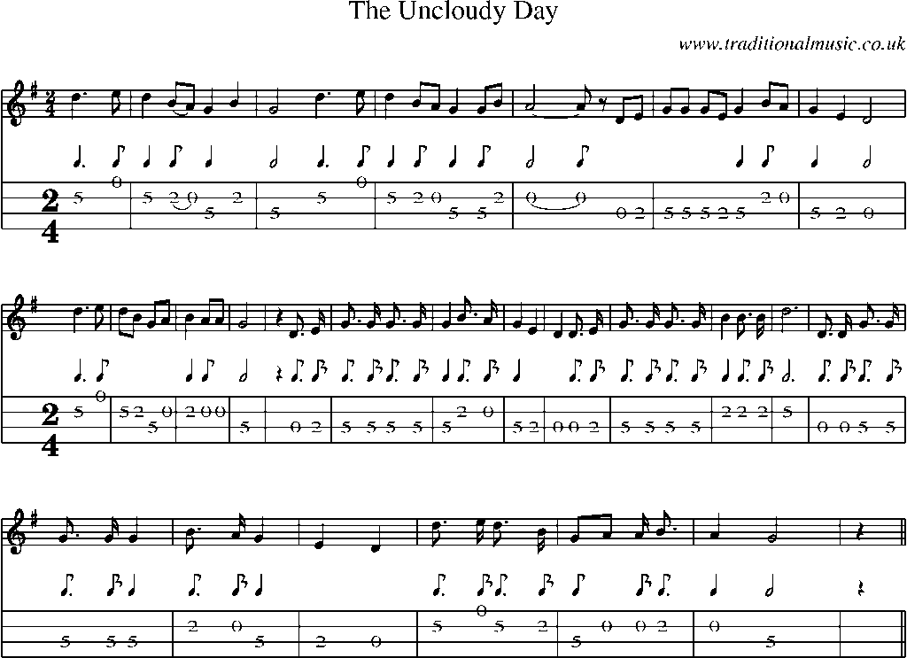 Mandolin Tab and Sheet Music for The Uncloudy Day