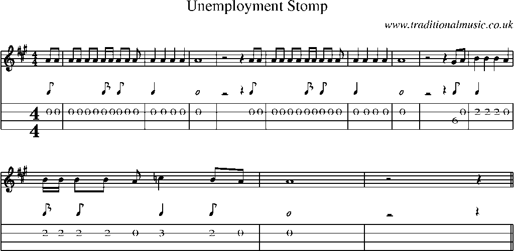 Mandolin Tab and Sheet Music for Unemployment Stomp