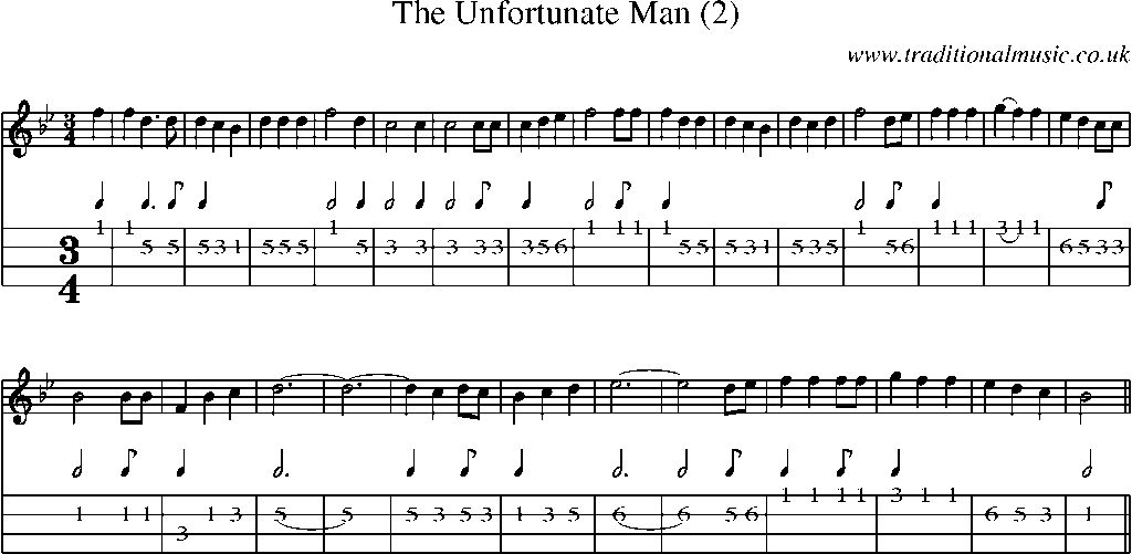 Mandolin Tab and Sheet Music for The Unfortunate Man (2)