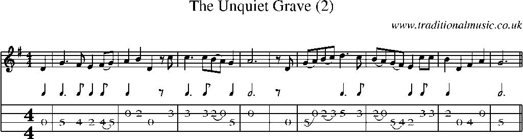 Mandolin Tab and Sheet Music for The Unquiet Grave (2)