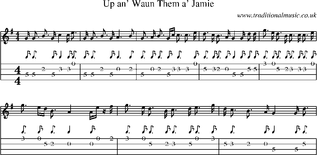 Mandolin Tab and Sheet Music for Up An' Waun Them A' Jamie