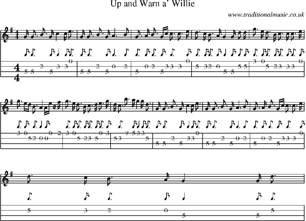 Mandolin Tab and Sheet Music for Up And Warn A' Willie(1)