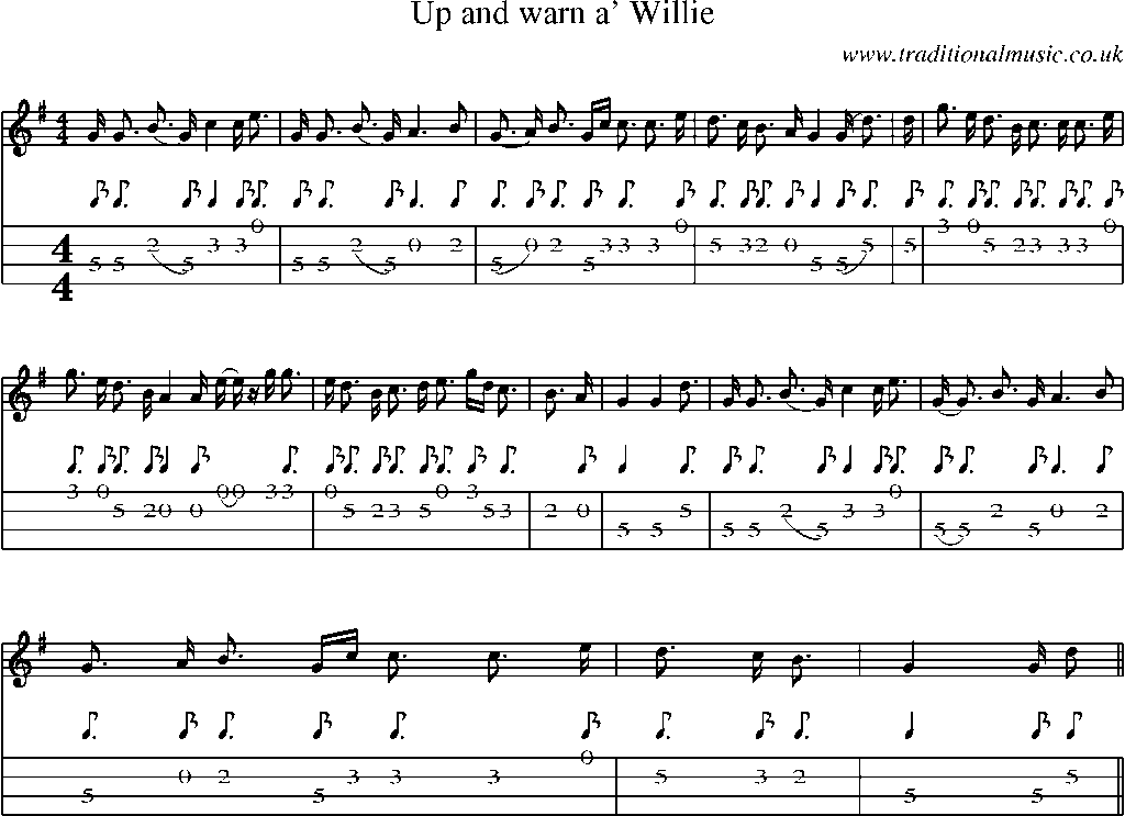 Mandolin Tab and Sheet Music for Up And Warn A' Willie
