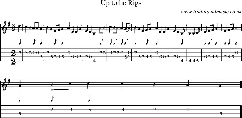 Mandolin Tab and Sheet Music for Up Tothe Rigs