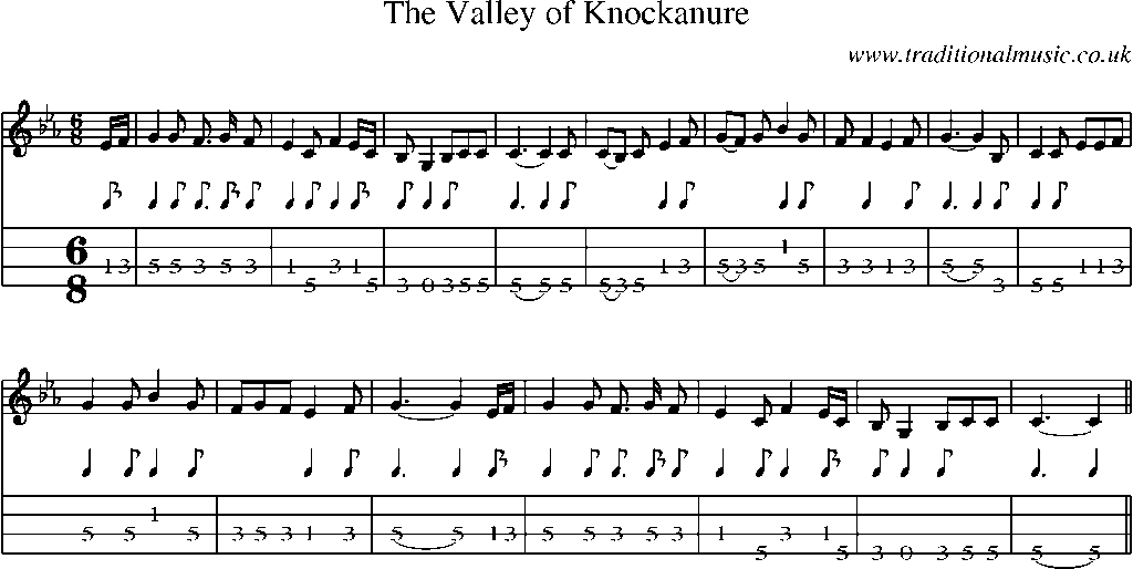 Mandolin Tab and Sheet Music for The Valley Of Knockanure(1)