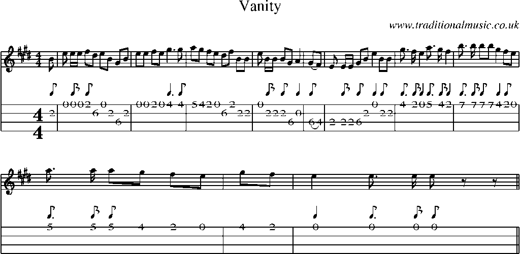 Mandolin Tab and Sheet Music for Vanity