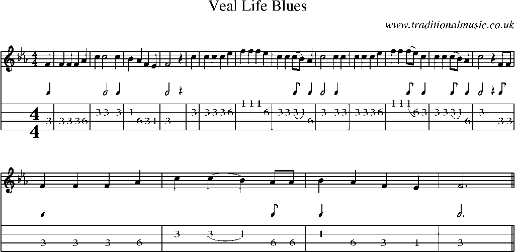 Mandolin Tab and Sheet Music for Veal Life Blues