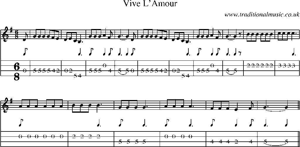 Mandolin Tab and Sheet Music for Vive L'amour