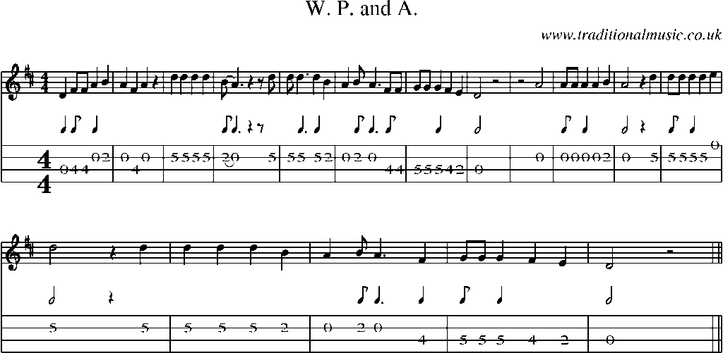 Mandolin Tab and Sheet Music for W. P. And A.